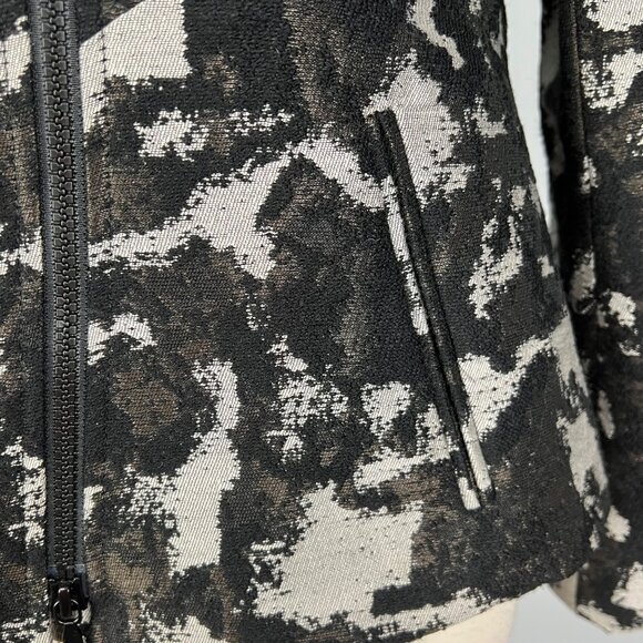 Lafayette 148 NY Womens Animal Print Moto Jacket Black Gray Wool Blend size 14 - Picture 4 of 15